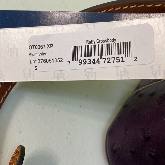 Dooney & Bourke Ostrich Ruby Crossbody Plum Wine Color - Picture 8 of 8